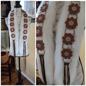 Belt Turquoise flowered belt size 40 long